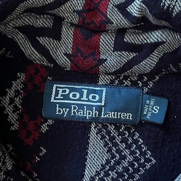 Vintage Men's Polo by Ralph Lauren Aztec Flannel Shirt Sz Small Reindeer Holiday - Picture 5 of 5